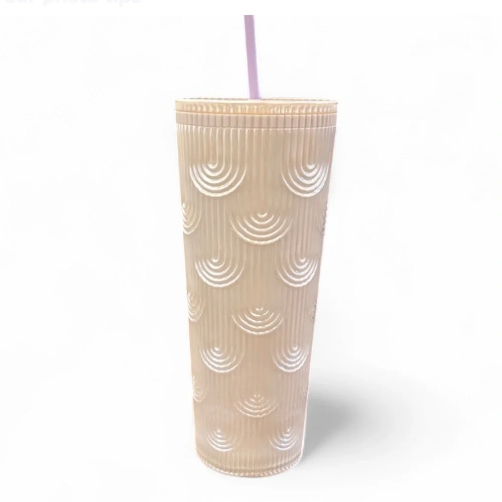 NWT Starbucks Venti Mermaid Scale Iridescent Cold Cup Tumbler 24 oz Purple Straw